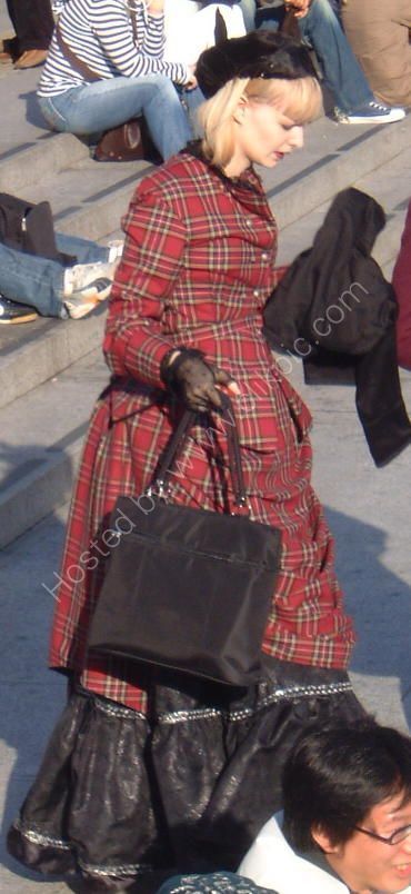 Woman in Victorian Dress, Trafalgar Square, London